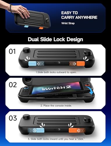 JSAUX Hard Carrying Case for Nintendo Switch 2, PC Hard Protective Shell | Drop Protection, Impact Resistant, Multi-Layer Cushion, 10 Game Card Slots, Charge-in-Case Design
