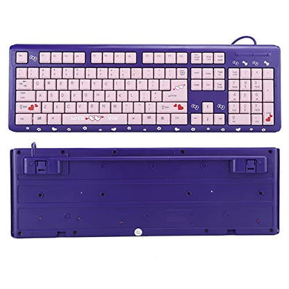 ANGGREK Silent Keyboard Mechanical Keyboard Membrane USB Wired 104 Keys QWERTY with Adjustable Bracket for Laptop Home Office Gaming (Purple Pink) - color: Purple Pink
