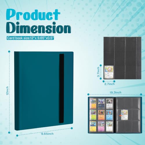 Trading Card Binder, 9 Pocket 20 Pages 360 Cards, Suitable for MTG, TCG(Malachite Green) - color: Malachite Green