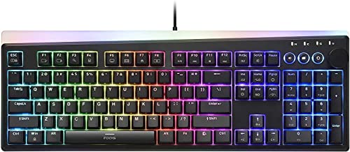 i-rocks K71M RGB Mechanical Gaming Keyboard with Media Control Knob, Switches (Red), 107 Keys w/Full NKRO, PBT Keycaps, Multimedia Hotkeys, Detachable USB-C Cable and Onboard Storage, Black - color: Black, size: Switches (Red)