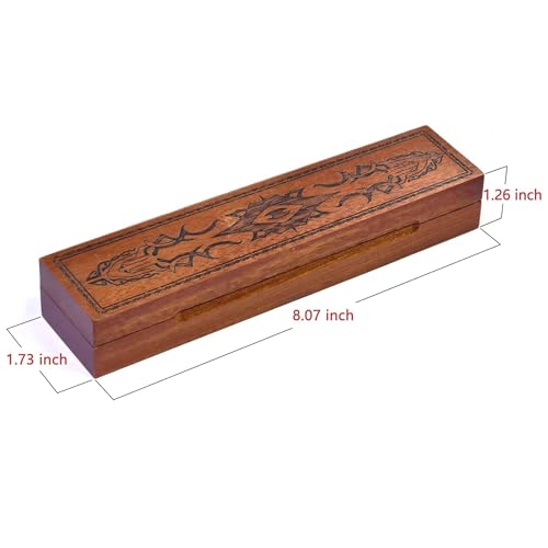 Wooden DND Dice Box, Dice Holder Case with Felt Lined Magnetic Lid for D&D Tabletop Game - Acacia (Evil Eye and Dragon-Black) - color: Evil Eye and Dragon-Black