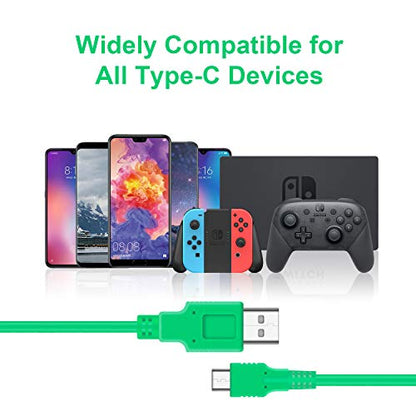 ECHZOVE Charger Compatible with Nintendo Switch, Charging Cable Compatible with Nintendo Switch, Charger Cable Compatible with Nintendo Switch Pro Controllers - Green (4.92ft) - color: Green