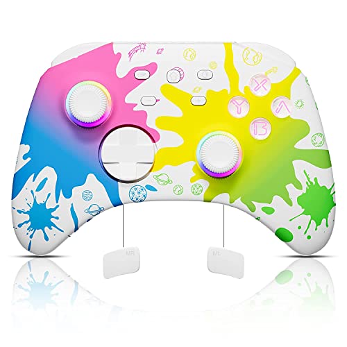 Mytrix Wireless Switch Controller fo Switch, Windows PC iOS Android Steam/Steam Deck, 7 Color RGB Lighting Pro Controller with Turbo, Motion, Vibration, Wake-Up, Headphone Jack (Tri-color) - color: Tri-Color