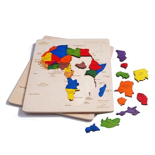 EKOPLAY’s Africa MAP Wooden Puzzle for Kids, 31 Piece Jigsaw Puzzle for School Kids, Learning Educational Toys Gifts for Boys Girls 4+ Years. - style: Africa Map