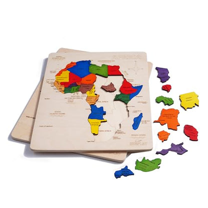 EKOPLAY’s Africa MAP Wooden Puzzle for Kids, 31 Piece Jigsaw Puzzle for School Kids, Learning Educational Toys Gifts for Boys Girls 4+ Years. - style: Africa Map