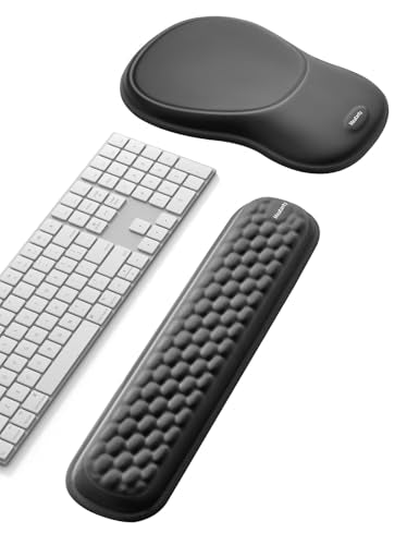 Meatanty Keyboard and Mouse Pad Wrist Rest Set, Ergonomic Wrist Pad Support, Computer Hand Palm Rest Combo, Memory Foam Typing Desk Accessories Carpal Tunnel Cushion, Laptop Office Home School-Black - color: Black