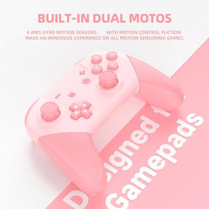 Switch Pro Controller, Wireless Switch Controllers with Carrying Storage Case, Upgraded Gamepad Switch Remote Replacement for Switch Controller Support NFC/Dual Vibration/Screenshot/Wake-up Function - color: Pink