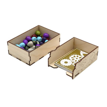 The Broken Token Game Organizer Compatible with Wyrmspan - Wooden Game Organizing Box with Multiple Trays