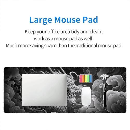 Dragon Gaming Mouse Pad Fantasy Mysterious Oriental Dragon Grey Mouse Pad Large Mousepad Extended Laptop Keyboard Mat Gaming Desk Pad Mouse Mat Office Computer Keyboard Laptop Home 31.5"x11.8" - color: Fantasy-dragon, size: 31.5" x 11.8"