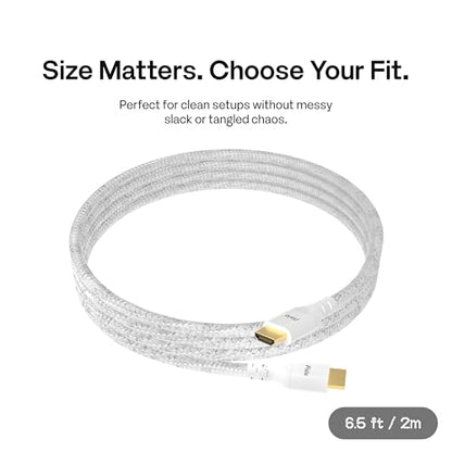 Pixio White 8K HDMI 2.1 Cable Ultra Certified Ultra High Speed 6FT 8K 60Hz 4K 120Hz Nylon Braided, Gold Plated Connector, Anti-Breakage, HDR10+, dtsx, eARC, HDCP, Dolby Compatible - color: White, size: 6 ft