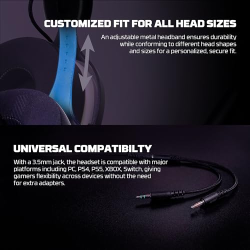 FANTECH Carbon MH92 Multi-Platform Gaming Headset with Noise Cancelling Microphone, 3.5mm Wired, Adjustable Steel Headband for PC, PS4, PS5, Switch, Xbox - Carbon Noise Reduction Technology