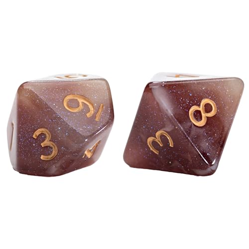 Gate Keeper Games and Dice: Aether Dice: Latte Dice - 7pc RPG Set, Brown & Cream Swirled w/ Holographic Glitter, 7 Resin Dice for Role Playing Games - style: Latte