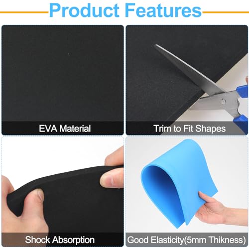 HARFINGTON Tool Box Foam 19"x11" EVA Non-Slip Toolbox Foam Inserts Adjustable Liner for Board Game Box Cases Storage Drawer, 6in1 Set - size: 19"x11"