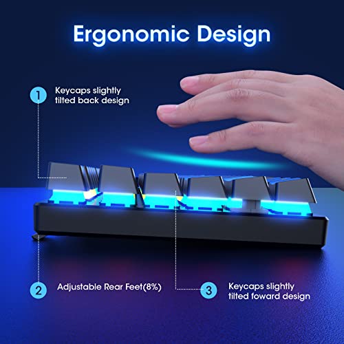 RisoPhy Mechanical Gaming Keyboard, RGB 104 Keys Ultra-Slim LED Backlit USB Wired Keyboard with Blue Switch, Durable Abs Keycaps/Anti-Ghosting/Spill-Resistant Computer Keyboard for PC Mac Xbox Gamer | 104 Keys, RGB LED Backlit, Durable Abs Keycaps, Anti-G