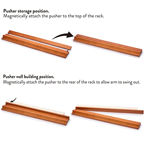 Yellow Mountain Imports 18-Inch Dark Pine Wooden Mahjong Game Racks with Built-in Pushers - Set of 4 - color: Dark Pine