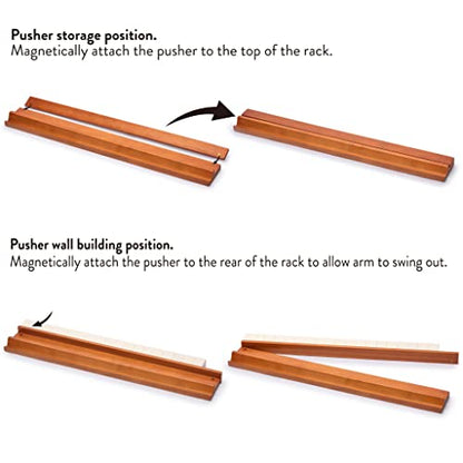 Yellow Mountain Imports 18-Inch Dark Pine Wooden Mahjong Game Racks with Built-in Pushers - Set of 4 - color: Dark Pine