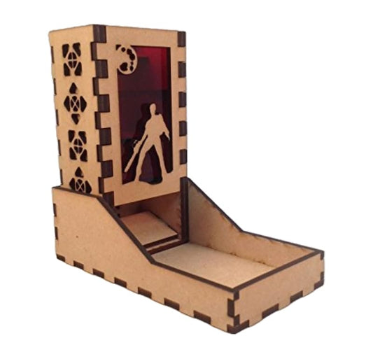 Ash Evil Dead Mini Dice Tower v1 Red Acrylic Window Laser Cut MDF Unique Fast Shipping