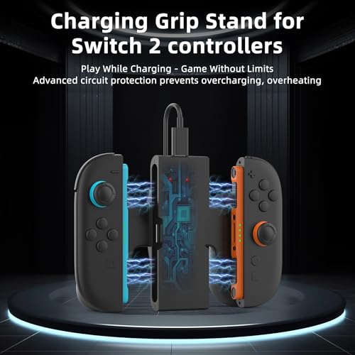 Joy Con Grip for Nintendo Switch 2 with Charging Station, Ergonomic Controller Hand Grip with Enhanced Comfort, Secure & Non-Slip Hold for Switch 2 JoyCons - size: Mag-Charging