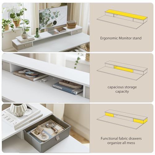 Agilestic 63 x 24 Inches Electric Standing Desk with 2 Storage Drawers, Stand Up Desk Adjustable Height, Sit and Stand Computer Table with Splice Board, White - color: White, size: 63 x 24 Inches with 2 drawers