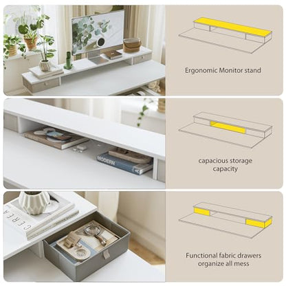 Agilestic 63 x 24 Inches Electric Standing Desk with 2 Storage Drawers, Stand Up Desk Adjustable Height, Sit and Stand Computer Table with Splice Board, White - color: White, size: 63 x 24 Inches with 2 drawers