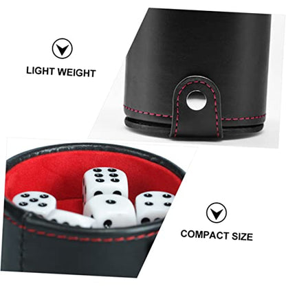 KESYOO Leather Double-Layer Dice Cup Set for Game Supplies PU Leather Storage Container Dices for Bar and KTV Fun