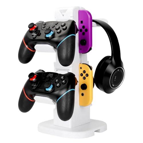 Controller Holder & Headset Stand Tower - Rotary Gaming Controller & Headphone Stand with Joy-Con Slot for Gamers