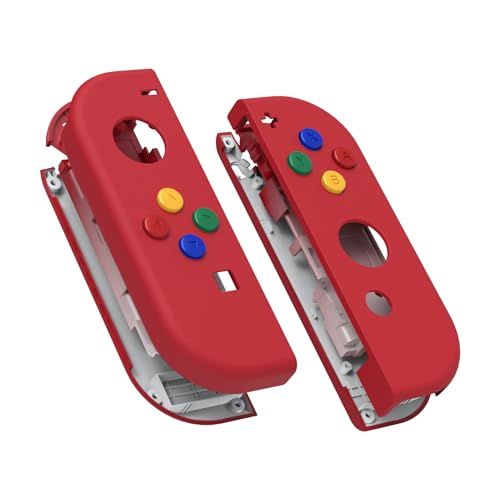 eXtremeRate DIY Replacement Shell Buttons for Nintendo Switch & Switch OLED, Passion Red Custom Soft Touch Housing with Corlorful Button for Joycon Handheld Controller - Console Shell NOT Included - color: Passion Red