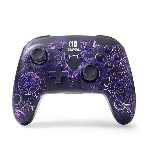 PowerA™ Enhanced Wireless Controller for Nintendo Switch with Lumectra™ – Galactic Vortex, RGB lighting reveals a hidden galaxy design, rechargeable battery, motion controls, officially licensed - style: Ghost RGB Lighting