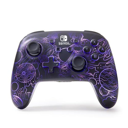 PowerA™ Enhanced Wireless Controller for Nintendo Switch with Lumectra™ – Galactic Vortex, RGB lighting reveals a hidden galaxy design, rechargeable battery, motion controls, officially licensed - style: Ghost RGB Lighting