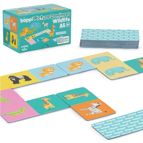 boppi Dominoes Set Picture Game for Toddlers - Colourful Wildlife Animal Themed Montessori/STEM Dominoes for Children - Games for 3 Year Olds and Up - style: Wildlife Animals