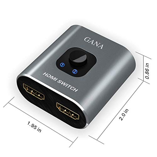 HDMI Switch 4k@60hz Splitter, GANA Aluminum Bidirectional HDMI Switcher 2 in 1 Out, Manual HDMI Hub Supports HD Compatible with Xbox PS5/4/3 Blu-Ray Player Fire Stick Roku - color: Grey (No Cable)