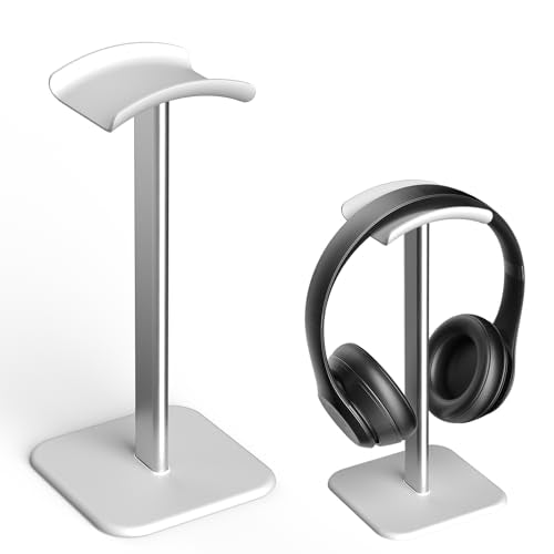 Headphone Stand for Desk - Headset Stand Headphone Holder (White) | with Aluminum Hanger and Plastic Headrest, headphone holder for AirPods Max, Sony, Bose, Beats and More - color: White