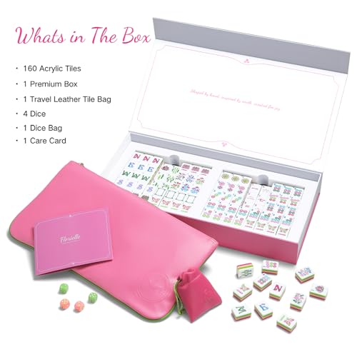 American Mahjong Tile Set, 160 Rose Pink 4-Layer Mahjong Game Set with 4 Dice with Pouch, Gift-Ready Storage Box, Mahjong Tile Set American, Mahjong Set American, Mahjong Tiles, Mah Jong - color: Rose Red
