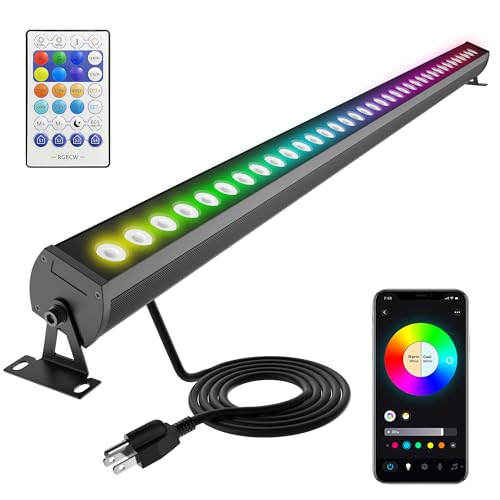 RGBCW Wall Washer Lights, 180W Stage Wash Light Bar Smart APP & Remote Control, Group, Memory,Timing, Music Sync Function, Color Changing Linear Wash Light for Stage Birthday Party Wedding - color: Smart RGB+Tunable White(2700-6500K)