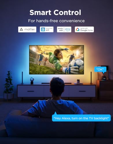 Govee TV LED Backlight 2, 14.4ft Cuttable TV Lights for 32-70 Inch TVs | RGBWIC LED Strips Lights for Monitors, Support 210+ Scene Modes & Music Sync，Smart APP and Voice Control, Easy Intall - size: 14.4FT for 32''-70'' TV