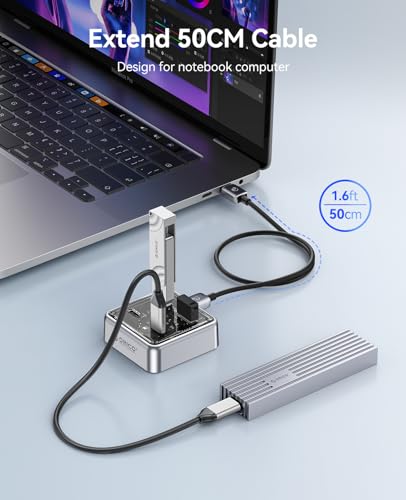 ORICO 10Gbps USB-C Hub, 4-Port Zinc Alloy USB 3.2 Splitter with 2 USB-A & 2 USB-C Ports, High-Speed Data Extender for Laptops, PCs, Desktops, and More (1.64Ft) - size: 1.64Ft