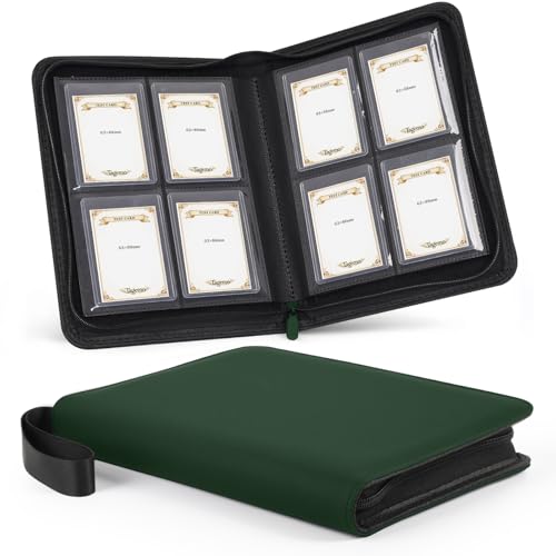 4 Pocket Top Loader Binder with Zipper, Holds 128 Cards, Portable Trading Card Album for Standard Rigid Top Loaders, TCG, Sports, Baseball, Football and Basketball Cards - color: Forest Green, size: 4-Pocket