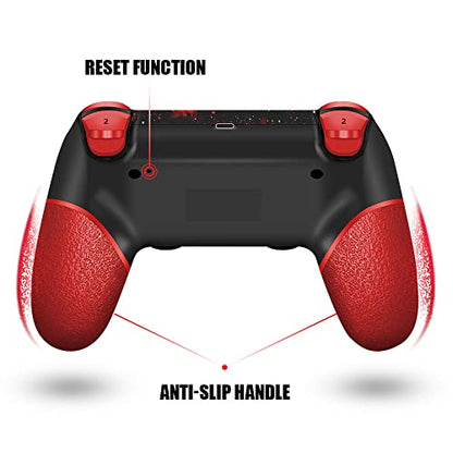 AceGamer Wireless Controller for PS4,Red Universe Design with Turbo/3.5mm Audio Jack/6-Axis Gyro Sensor/Double Vibration/Touchpanel,Compatible with PS4/Pro/Slim/PC (WIN 7/8/10) (Red) - color: Red