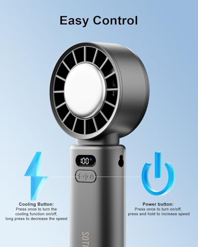 SOTHING 5000mAh Handheld Turbo Fan with Cooling Plate | Up to 15H Runtime, 100 Speeds control and 120° Foldable, 3-in-1 design for handheld, desk and neck use - size: 5000mAh Cooling Fan