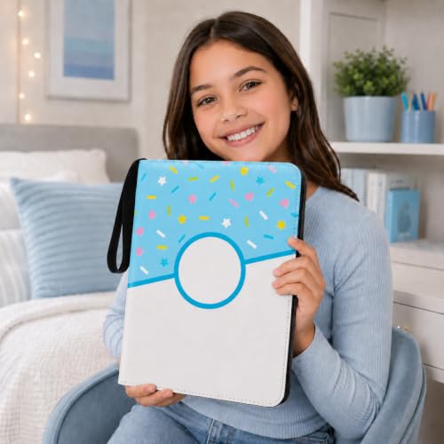 9 Pocket Card Binder 900 Card Holder Album, Blue Donut Trading Cards Holder Zipper Binder for Girl Teen Collection (Blue Donut, 900 Pocket) - color: Blue Donut, size: 900 Pocket