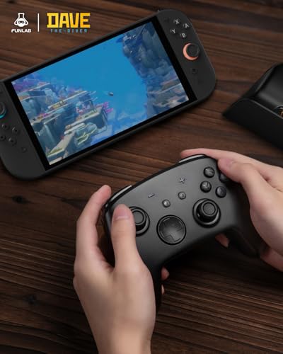 Switch 2 Pro Controller with Charging Dock FUNLAB x Dave the Diver Official Licensed - Hall Effect Sticks, Hidden-Light RGB, One-Click Wake-Up, Turbo, 2 Back Paddles, for Switch 2/OLED/PC, Collector - color: 컬러풀 데이브