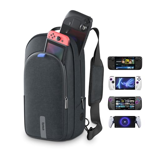 Syntech Carrying Case Compatible with Steam Deck OLED/ROG Ally X/ROG Xbox Ally X/Legion Go S/Nintendo Switch 2/PS Portal, Portable Travel Sling Bag for Consoles & Accessories with Large Storage, Black - color: Black