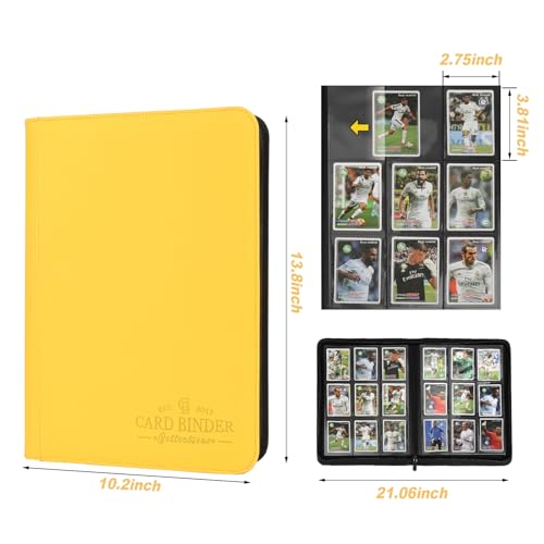 Trading Card Binder, Card Collection Binder Album Folder with 540 Side Loading Pockets, 9 Pocket Trading Card Album Folder for TGC,MTG, Baseball Cards, Yugioh - color: R-yellow