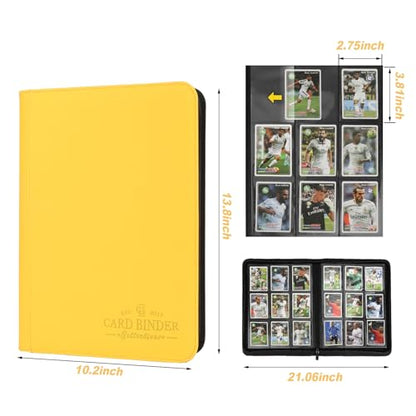Trading Card Binder, Card Collection Binder Album Folder with 540 Side Loading Pockets, 9 Pocket Trading Card Album Folder for TGC,MTG, Baseball Cards, Yugioh - color: R-yellow