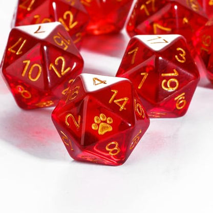 10-Pack D20 Dice Set Red 20 Sided Dice for DND RPG Tabletop Games | Leather Storage Bag, DM Gift, for Dungeons and Dragons Role Playing Games - color: 10pcs D20 Red
