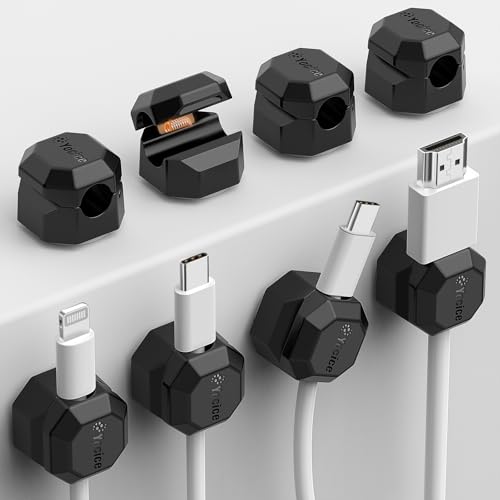 8 Pack Rotatable Cable Clips,Spring Cord Organizer Desk Cable Management Cord Holder Adhesive Phone Charger Cord Clips for Home Office Car Wall Nightstand Accessories Black - color: Black, size: 8 Pack