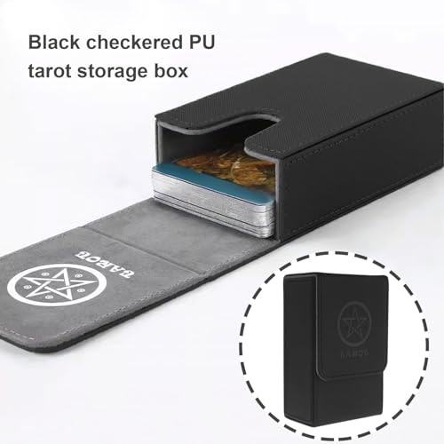 SING F LTD Tarot Card Case Card Deck Box PU Leather Card Storage Box Magnetic Closure Single-Sleeved Cards Box Protect Cards Solid Black