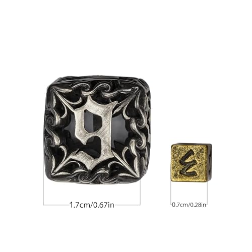 Mini Dice Set with Rune Keychain Case,7PCS Polyhedral Metal Dice Set for DND Role Playing Games(Bronze) - color: Bronze
