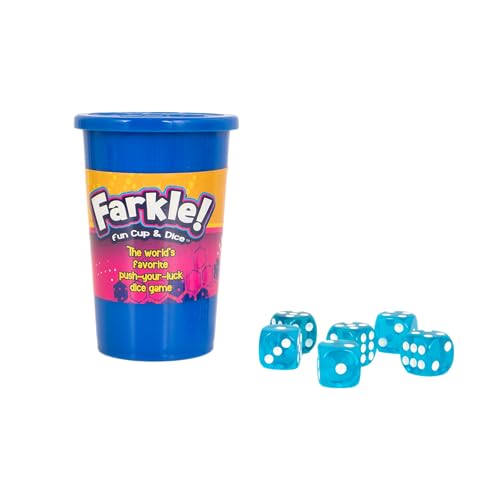 Continuum Games Farkle Fun Cup and Dice The Worlds Favorite Classic Push Your Luck Dice Game Includes Rolling Dice Cup, 6 Dice, and Scorepad Ages 6 and up - style: Fun Cup
