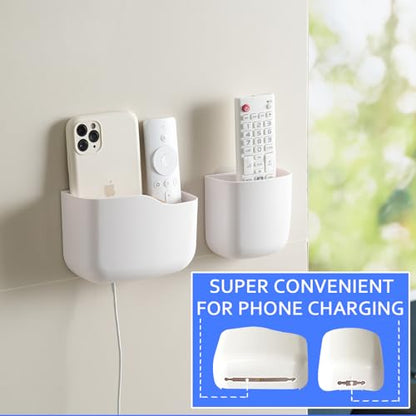 SUNFICON Remote Holder Wall Mount TV FAN Remote Control Holder Bedside Caddy Wall Organizer Phone Holder for Office Adhesive Media Player Controller Holder Box Tray Home Desk Nightstand 2 SMALL WHITE - color: 2SMALL WHITE